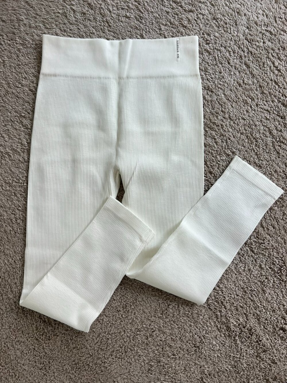 Six Stories Seamless Contour Rib Leggings Women's Medium White Casual Comfort